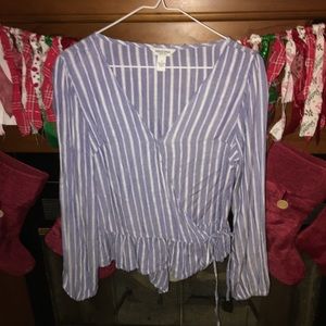 Blue and White Blouse